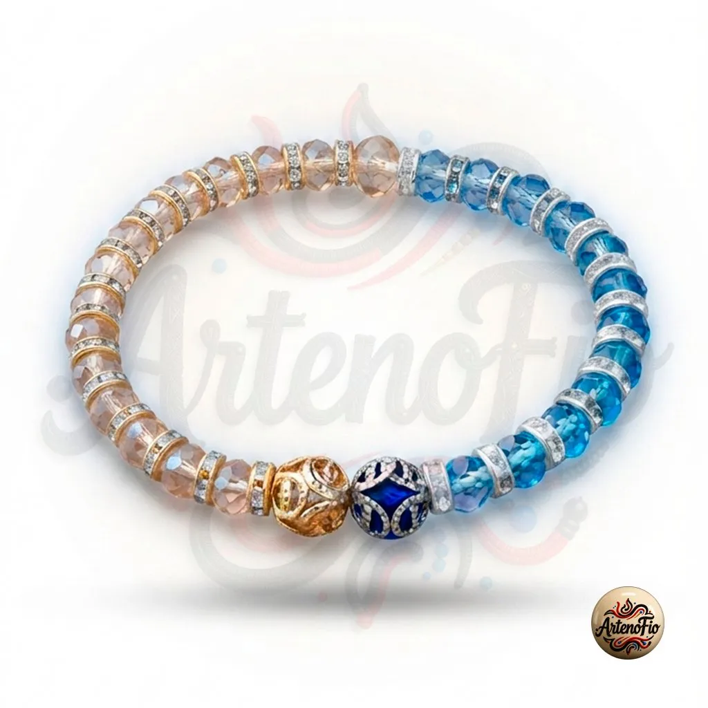 Pulseira Artesanal Iansa e Oxum em Cristais